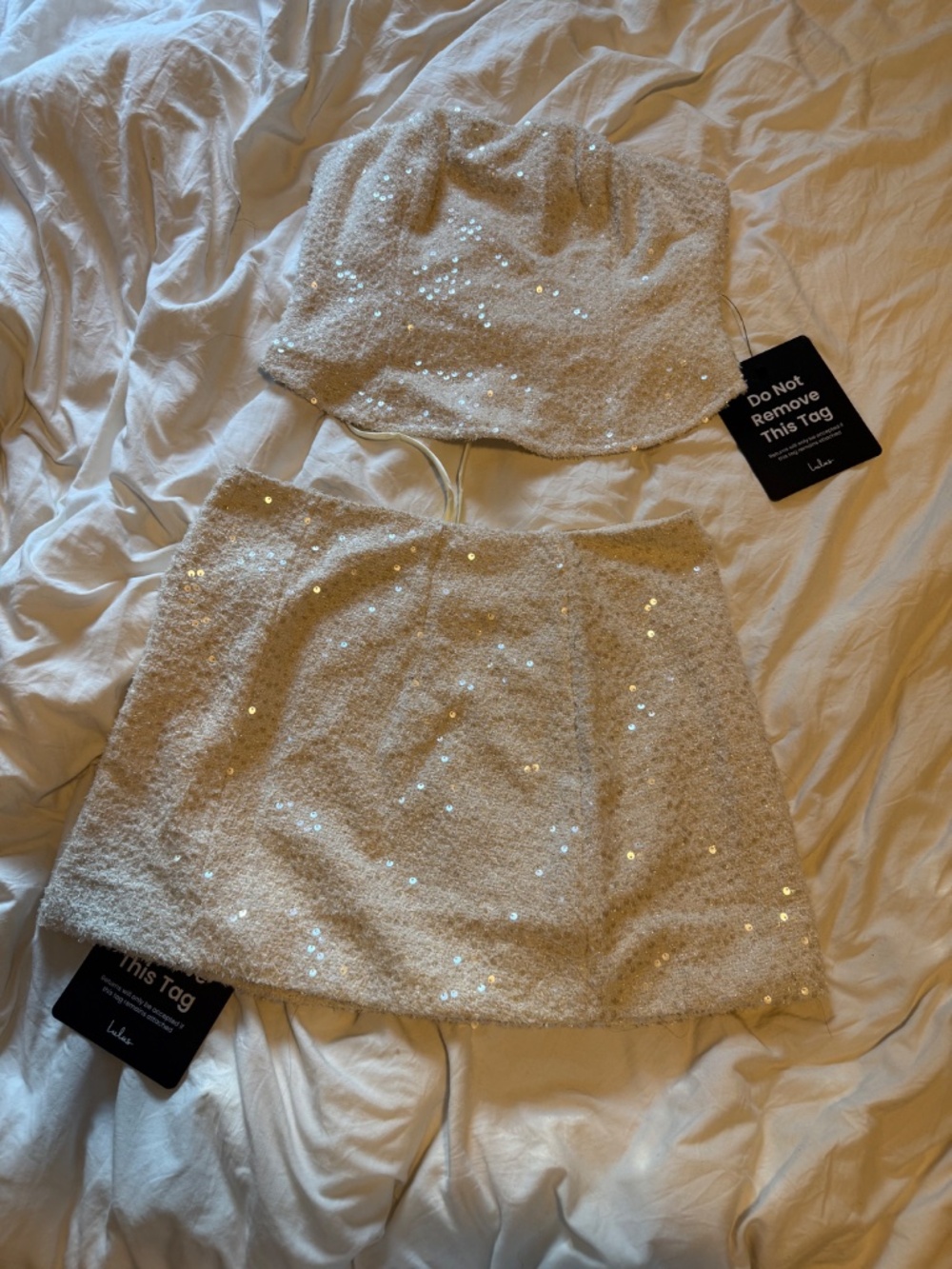 Lulus White Sequin Skirt and Corset top - Picture 4 of 6